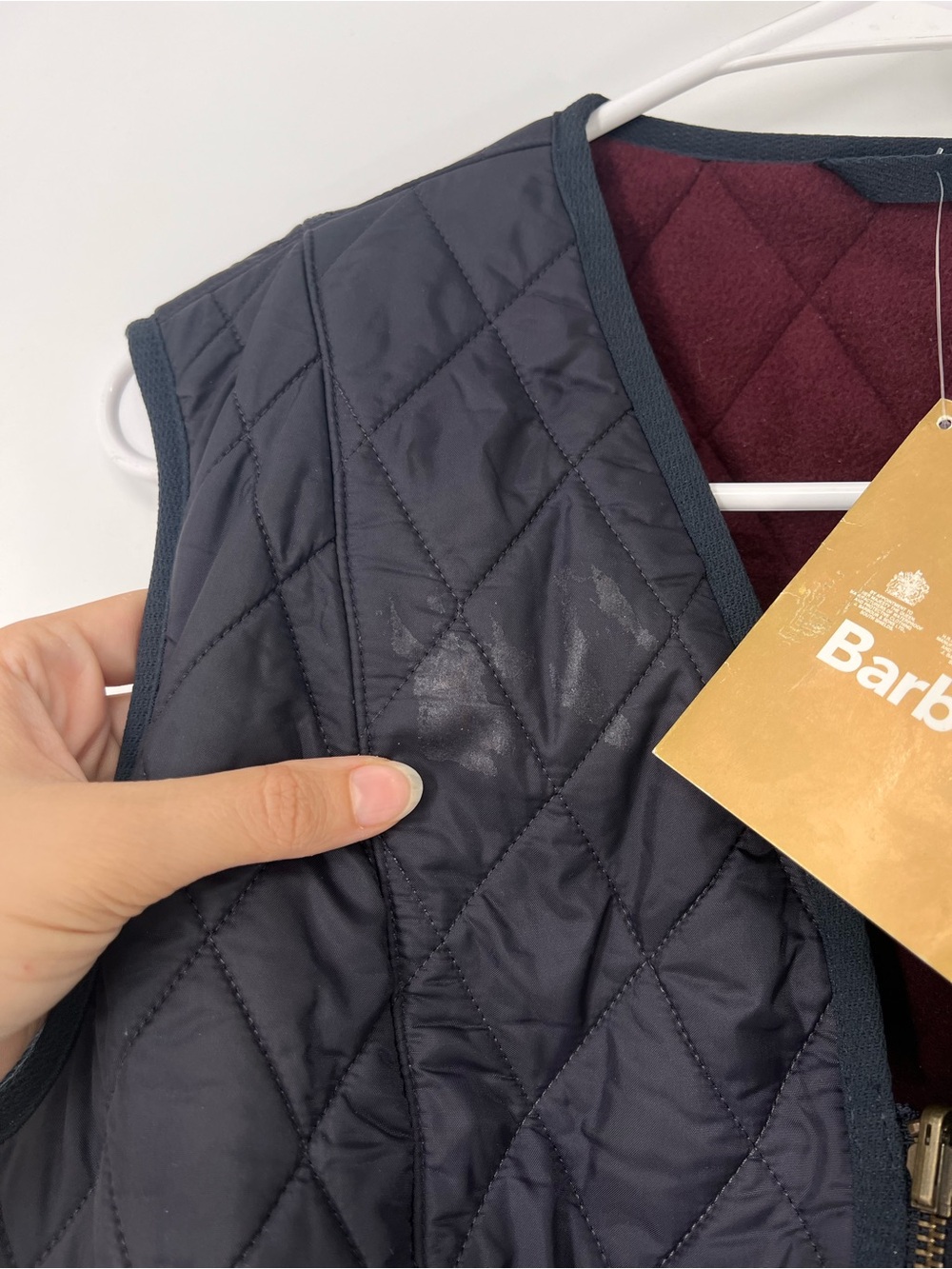 Barbour Betty Preppy Quilted Navy Diamond-Quilt Vest with Maroon Lining 10 NWT - Picture 3 of 7